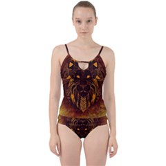 Lion Wild Animal Abstract Cut Out Top Tankini Set