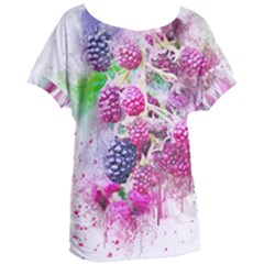 Blackberry Fruit Art Abstract Women s Oversized Tee