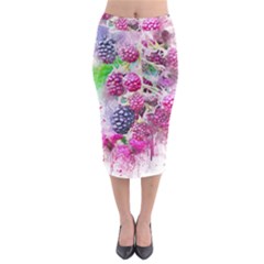 Blackberry Fruit Art Abstract Midi Pencil Skirt by Celenk