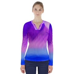 Background Art Abstract Watercolor V-neck Long Sleeve Top