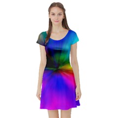 Creativity Abstract Alive Short Sleeve Skater Dress by Celenk