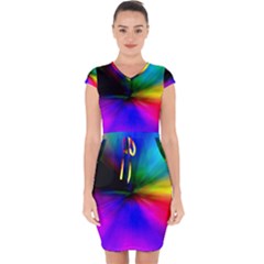 Creativity Abstract Alive Capsleeve Drawstring Dress 