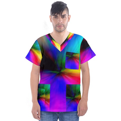 Creativity Abstract Alive Men s V-neck Scrub Top by Celenk