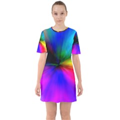 Creativity Abstract Alive Sixties Short Sleeve Mini Dress