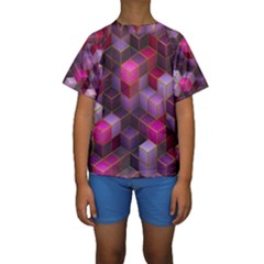 Cube Surface Texture Background Kids  Short Sleeve Swimwear by Celenk