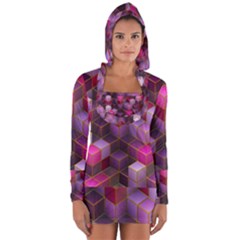 Cube Surface Texture Background Long Sleeve Hooded T-shirt by Celenk