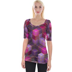 Cube Surface Texture Background Wide Neckline Tee