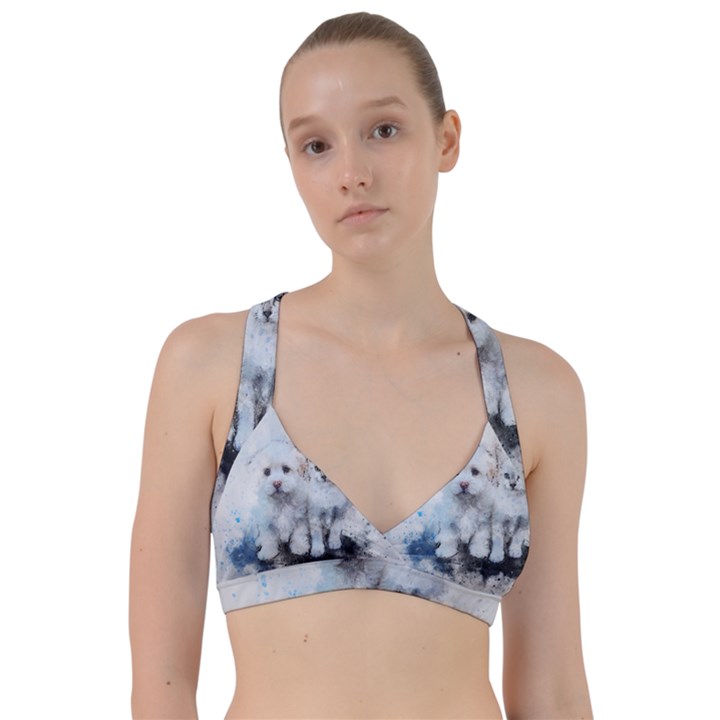 Cat Dog Cute Art Abstract Sweetheart Sports Bra