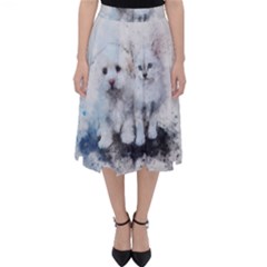 Cat Dog Cute Art Abstract Folding Skater Skirt by Celenk