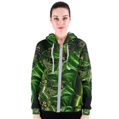 Flora Entwine Fractals Flowers Women s Zipper Hoodie by Celenk