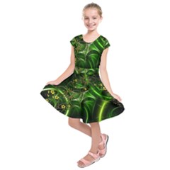 Flora Entwine Fractals Flowers Kids  Short Sleeve Dress by Celenk