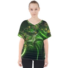 Flora Entwine Fractals Flowers V-neck Dolman Drape Top