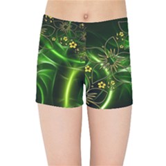 Flora Entwine Fractals Flowers Kids Sports Shorts by Celenk