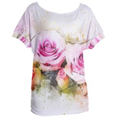 Flower Roses Art Abstract Women s Oversized Tee