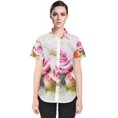 Flower Roses Art Abstract Women s Short Sleeve Shirt