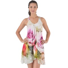 Flower Roses Art Abstract Show Some Back Chiffon Dress