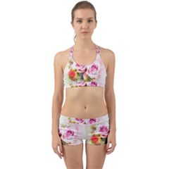 Flower Roses Art Abstract Back Web Sports Bra Set