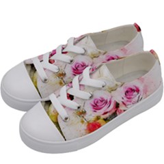 Flower Roses Art Abstract Kids  Low Top Canvas Sneakers