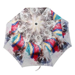 Cat Kitty Animal Art Abstract Folding Umbrellas by Celenk