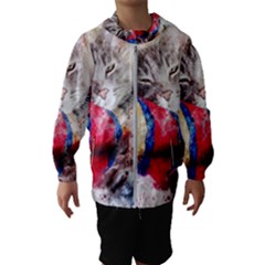 Cat Kitty Animal Art Abstract Hooded Wind Breaker (kids) by Celenk