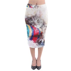 Cat Kitty Animal Art Abstract Midi Pencil Skirt by Celenk