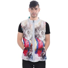 Cat Kitty Animal Art Abstract Men s Puffer Vest by Celenk