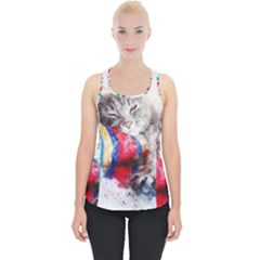 Cat Kitty Animal Art Abstract Piece Up Tank Top