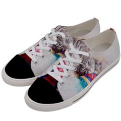 Cat Kitty Animal Art Abstract Women s Low Top Canvas Sneakers