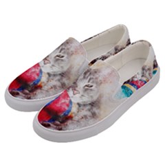 Cat Kitty Animal Art Abstract Men s Canvas Slip Ons