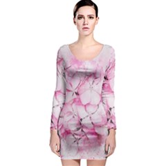 Flower Pink Art Abstract Nature Long Sleeve Bodycon Dress by Celenk