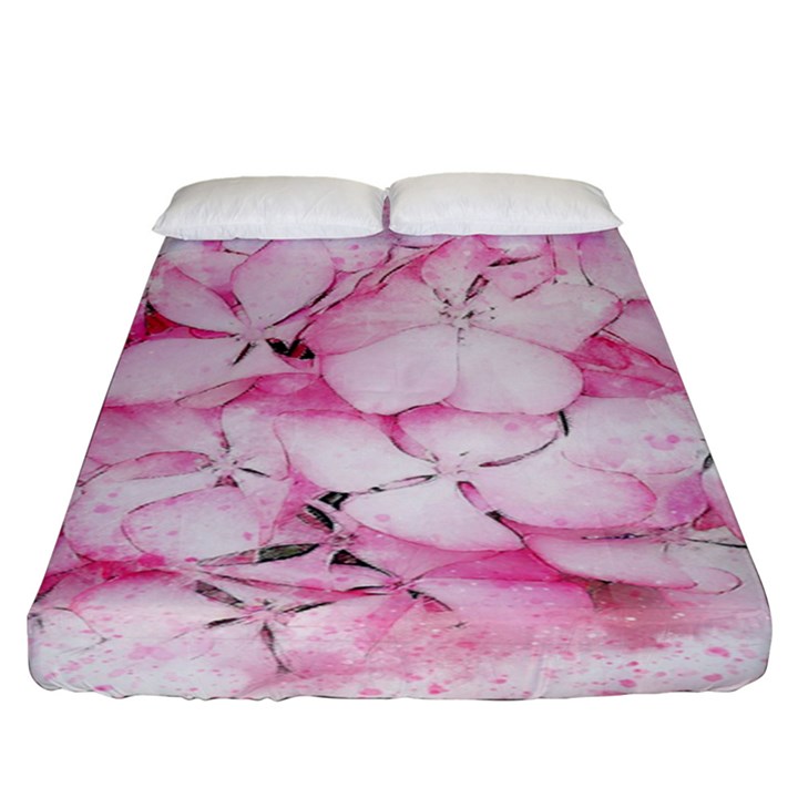 Flower Pink Art Abstract Nature Fitted Sheet (King Size)