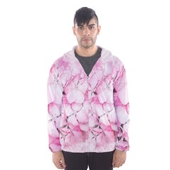 Flower Pink Art Abstract Nature Hooded Wind Breaker (men) by Celenk