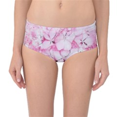 Flower Pink Art Abstract Nature Mid-waist Bikini Bottoms by Celenk