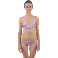 Flower Pink Art Abstract Nature Wrap Around Bikini Set