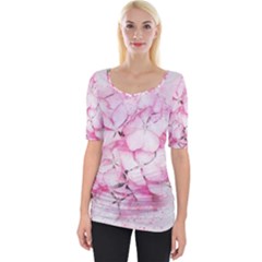 Flower Pink Art Abstract Nature Wide Neckline Tee