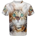 Cat Animal Art Abstract Watercolor Men s Cotton Tee View1