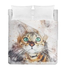 Cat Animal Art Abstract Watercolor Duvet Cover Double Side (full/ Double Size) by Celenk