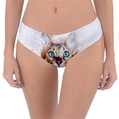 Cat Animal Art Abstract Watercolor Reversible Classic Bikini Bottoms by Celenk