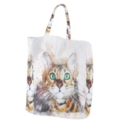 Cat Animal Art Abstract Watercolor Giant Grocery Zipper Tote