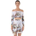 Cat Animal Art Abstract Watercolor Off Shoulder Top with Skirt Set View1