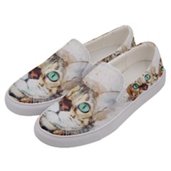 Cat Animal Art Abstract Watercolor Men s Canvas Slip Ons