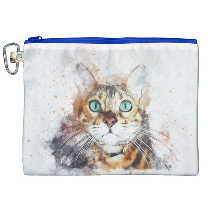 Cat Animal Art Abstract Watercolor Canvas Cosmetic Bag (XXL)