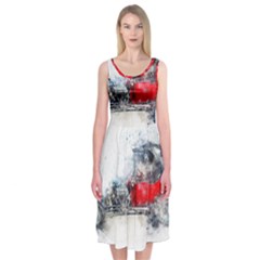 Car Old Car Art Abstract Midi Sleeveless Dress by Celenk