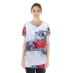 Car Old Car Art Abstract Skirt Hem Sports Top