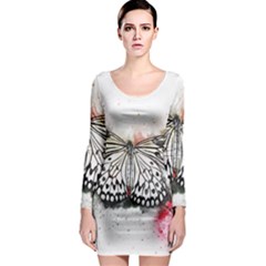 Butterfly Animal Insect Art Long Sleeve Bodycon Dress by Celenk