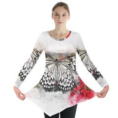 Butterfly Animal Insect Art Long Sleeve Tunic  by Celenk