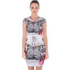 Butterfly Animal Insect Art Capsleeve Drawstring Dress  by Celenk