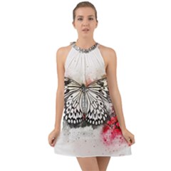 Butterfly Animal Insect Art Halter Tie Back Chiffon Dress