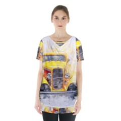 Car Old Art Abstract Skirt Hem Sports Top