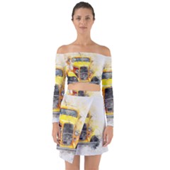 Car Old Art Abstract Off Shoulder Top With Skirt Set